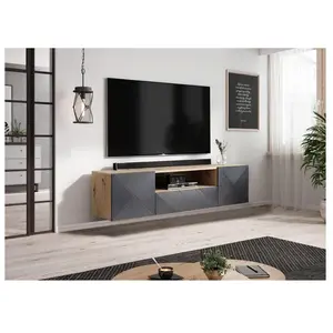 Meuble TV BOBOCHIC - Meuble TV suspendu 167 cm ALICE Gris foncé pas cher