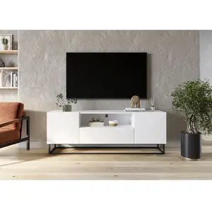 Bobochic - Meuble tv Meuble tv 167 cm alice pieds en métal Blanc pas cher