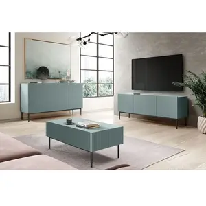 Bobochic - Meuble tv Meuble tv 150 cm kasha Pieds noir Bleu clair pas cher