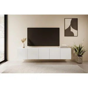 Meuble tv Bobochic Meuble tv suspendu 200 cm alice Blanc pas cher