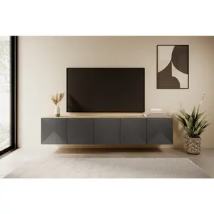 Bobochic - Accueil Séjour Meuble tv Meuble tv suspendu 200 cm alice Gris foncé pas cher