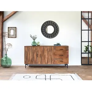 Buffet 2 portes 160 cm BALTHAZAR Bois massif de manguier BOBOCHIC pas cher