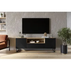 Bobochic - Meuble tv Meuble tv 167 cm alice pieds en métal Chêne et noir pas cher