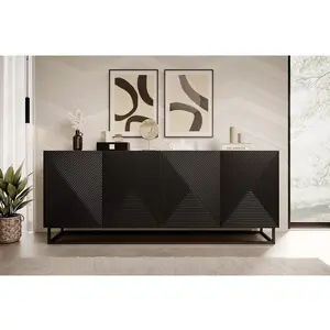 Comparateur de prix : Buffet 4 portes 200 cm ALICE pieds en métal Chêne et noir   BOBOCHIC TU