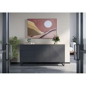 Buffet Bobochic Buffet 2 portes 167 cm alice pieds en métal Gris foncé pas cher