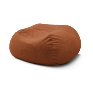 Pouf ultra moelleux MERIBEL tissu imitation fourrure orange BOBOCHIC pas cher