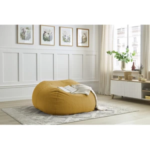 Pouf ultra moelleux MERIBEL tissu imitation fourrure jaune BOBOCHIC pas cher
