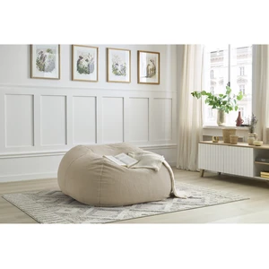 Pouf ultra moelleux MERIBEL tissu imitation fourrure beige   BOBOCHIC pas cher