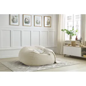 Pouf ultra moelleux MERIBEL tissu imitation fourrure blanc   BOBOCHICVendu parbobochic-paris
