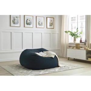 Pouf ultra moelleux MERIBEL tissu imitation fourrure bleu foncé BOBOCHIC pas cher