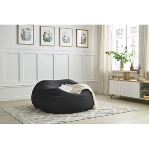 Bobochic pouf ultra moelleux meribel tissu bouclette noir VOLTAIRE pas cher