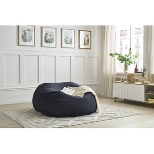 Bobochic pouf ultra moelleux meribel tissu bouclette bleu foncé VOLTAIREVendu parbobochic-paris