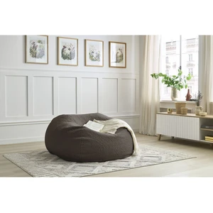 Pouf ultra moelleux MERIBEL tissu bouclette Marron   BOBOCHIC TU pas cher