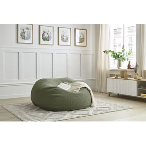 Bobochic pouf ultra moelleux meribel tissu bouclette vert VOLTAIRE pas cher
