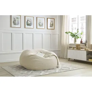 Bobochic pouf ultra moelleux meribel tissu bouclette beige VOLTAIRE pas cher