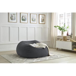 Pouf ultra moelleux MERIBEL tissu imitation fourrure gris foncé BOBOCHIC pas cher