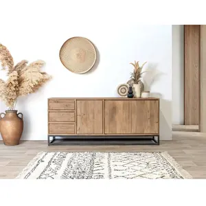 Buffet 3 portes 190 cm BERGERAC Bois massif de manguier BOBOCHIC