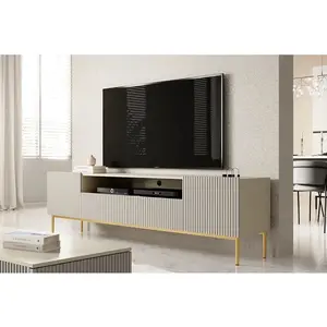 Bobochic meuble tv avec niche 200 cm kasha pieds or beige KASHA pas cher