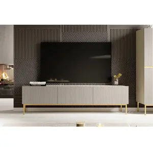 Meuble tv Bobochic Meuble tv 200 cm kasha Pieds or Beige