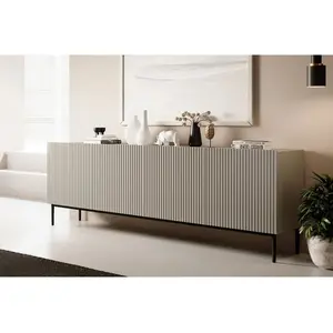 Bobochic - Buffet Buffet 4 portes 200 cm kasha Pieds noir Beige