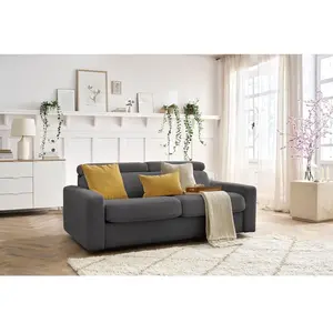 Canapé droit convertible MONACO ouverture express tissu lisse Bobochic pas cher