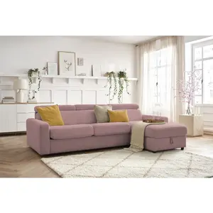BOBOCHIC Canapé d'angle réversible convertible coffre MONACO tissu lis... pas cher