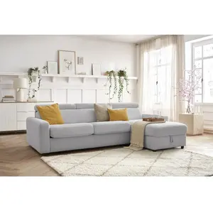 BOBOCHIC Canapé d'angle réversible convertible coffre MONACO tissu lis...