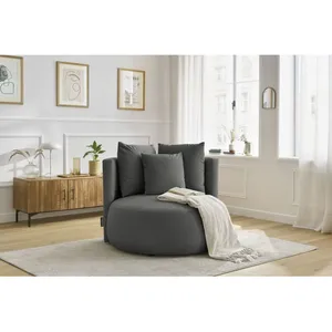 Fauteuil & pouf Bobochic Fauteuil cesar velours Gris clair pas cher