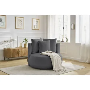 Fauteuil & pouf Bobochic Fauteuil cesar tissu bouclette Gris foncé pas cher