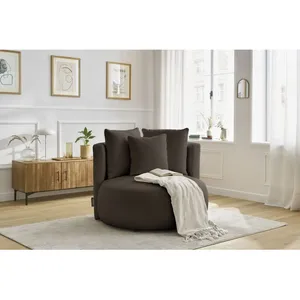 Fauteuil & pouf Bobochic Fauteuil cesar tissu bouclette Marron pas cher
