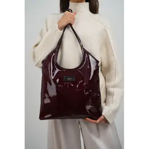 Abaco Paris - Sac porte épaule en Cuir neven rouge foncé - 32x30x1 cm OS pas cher
