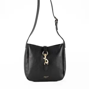 Abaco Paris - Sac bandoulière en Cuir lex noir - 21x22x8 cm OS pas cher