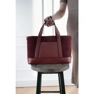 Abaco Studio - Sac à main en Velours de Cuir Belly Bordeaux - 35x21x12... pas cher