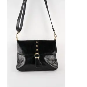 1987 by Abaco - Sac à bandouliere en cuir Otis noir - 23 X 25 X 4 cm OS pas cher