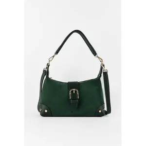 Abaco Studio - Sac porté épaule en Velours de Cuir Kane Vert - 26x17x7... pas cher