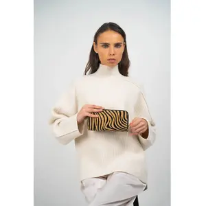 1987 by Abaco - Portefeuille en Cuir edge motif zebre camel - 20x11x3,5 cm OS pas cher