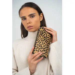 1987 by Abaco - Portefeuille en Cuir edge motif leopard noir - 20x11x3,5 cm OS pas cher