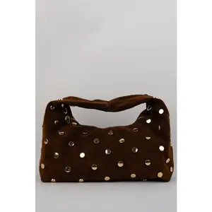 1987 by Abaco - Sac à main en Velours de Cuir lenyx marron - 42x35x8 cm OS