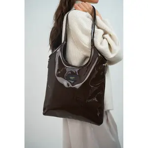 Abaco Paris - Sac porte épaule en Cuir neven marron - 32x30x1 cm OS pas cher