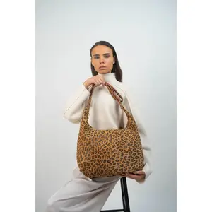 1987 by Abaco - Sac porte épaule en Velours de Cuir kaelis motif leopa... pas cher