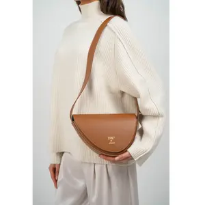 1987 by Abaco - Sac bandoulière en Cuir raily camel - 23x7x8 cm OS