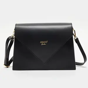 Abaco Studio - Sac bandoulière en Cuir Célia noir - 24x19x8 cm OS pas cher