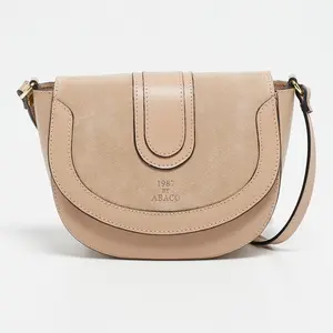 1987 by Abaco - Sac bandoulière en Cuir Gwen nude - 20x16x7 cm OS pas cher