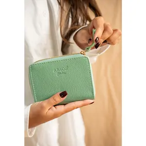 Abaco Studio - Portefeuille mini en Cuir gali vert d'eau - 12x10 cm OS pas cher