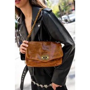1987 by Abaco - Sac porté épaule en Cuir hero camel - 26x14x7,5 cm OS pas cher