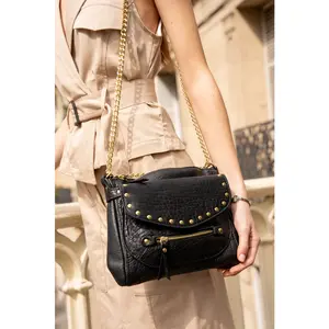 Abaco Paris - Sac bandoulière yasmine noir - 25x20x5 cm OS pas cher