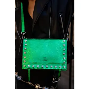 1987 by Abaco - Sac bandoulière en Cuir iris vert - 20x16x10.5 cm OS pas cher