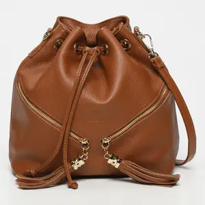 1987 by Abaco - Sac seau en Cuir Beth camel - 24x25x13 cm OS pas cher