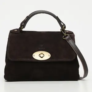 1987 by Abaco - Sac bandoulière en Velours de Cuir Louis moka - 28x20... pas cher