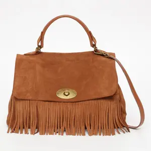 1987 by Abaco - Sac à main en Velours de Cuir Mick camel - 40x25x14 cm... pas cher